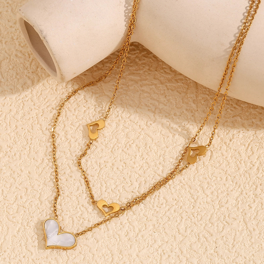 Heart Shell Layered Necklace