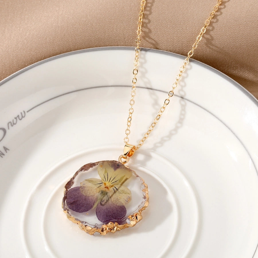 Violetta Floral Resin Pendant Necklace