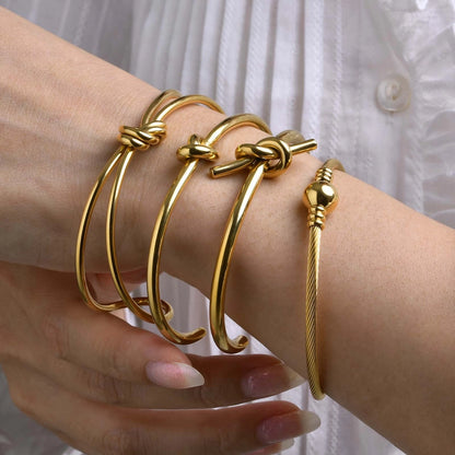 Nordic Knot Golden Cuff Bracelets