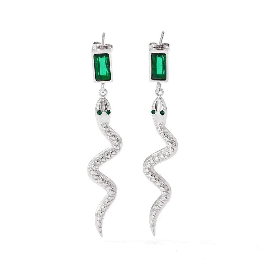 Vintage Crystal Snake Dangle Earrings