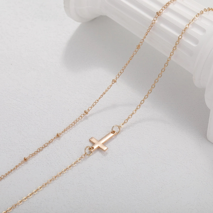 Minimalist Cross Layered Chain Necklace