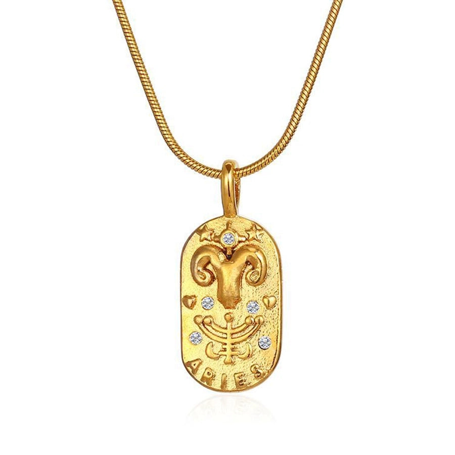 Vintage Gold Zodiac Pendant Necklace