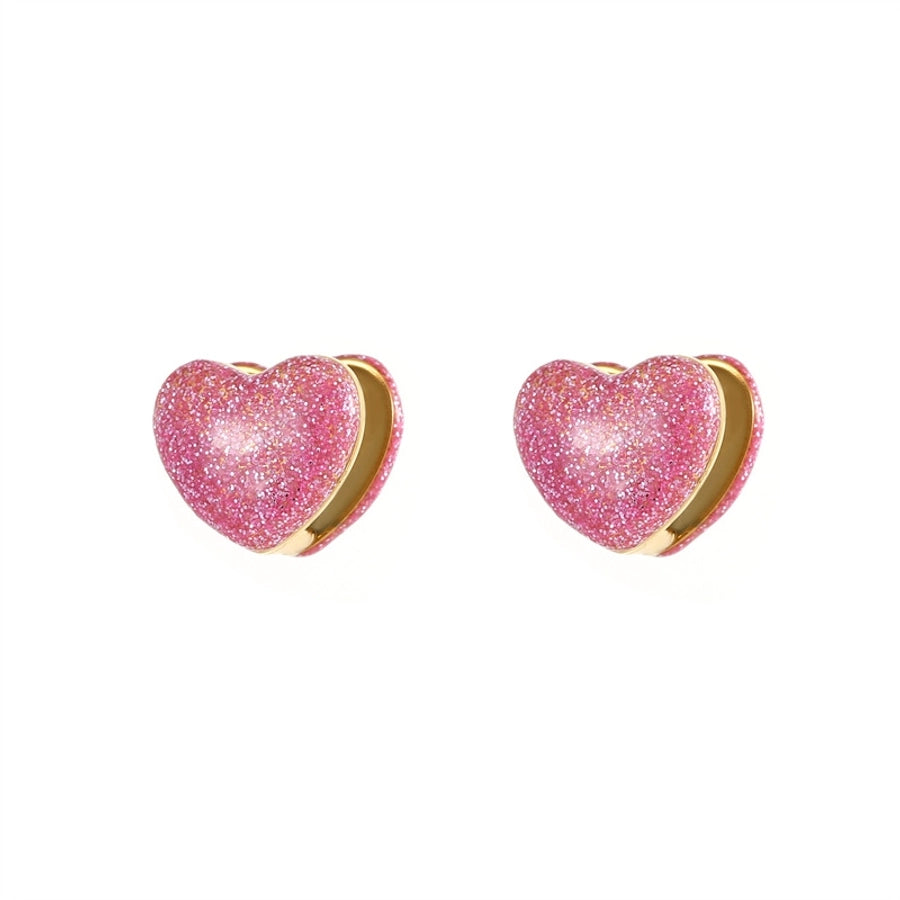 Glitter Heart Shine Hoop Earrings