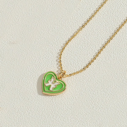 Candy Heart Enamel Zodiac Pendant Necklace