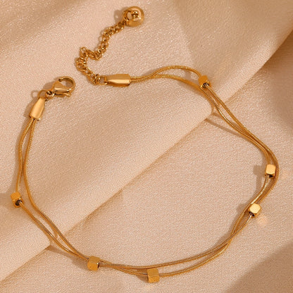 Cube Double Layer Chain Anklet