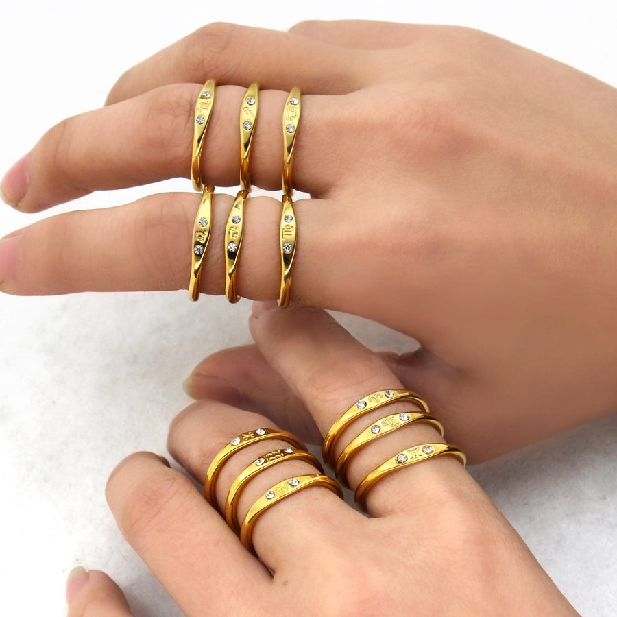 Minimalist Zodiac Sign Band Rings