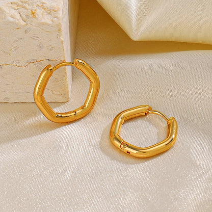 Dainty Hexagon Hoop Earrings