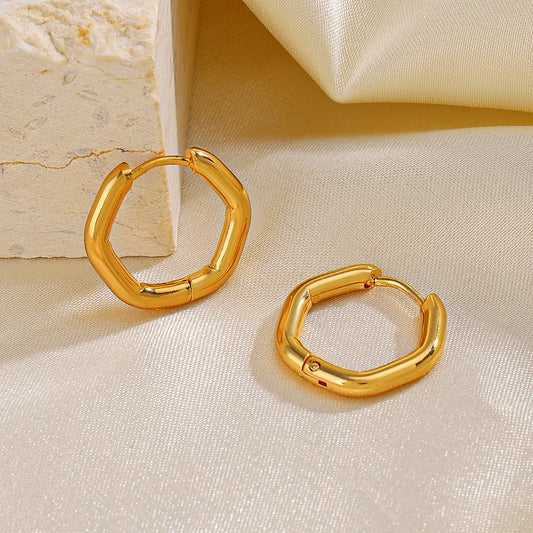 Dainty Hexagon Hoop Earrings