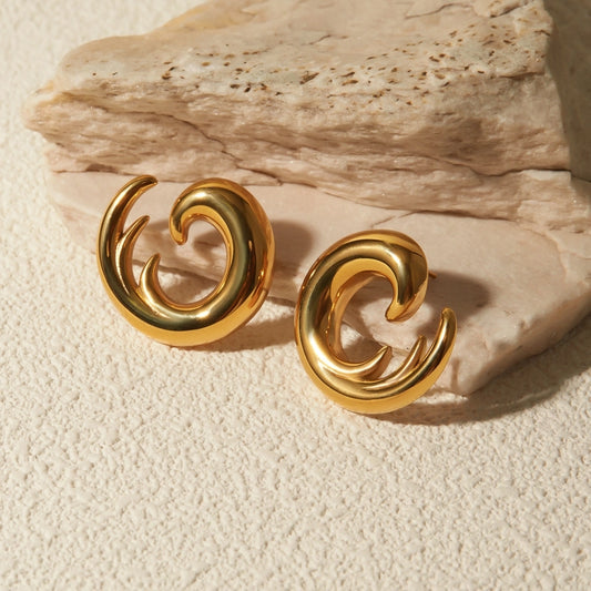 Abstract Sea Wave Stud Earrings