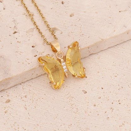 Dainty Crystal Butterfly Pendant Necklace