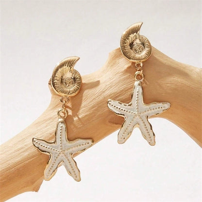 Beachy Starfish Art Dangle Earrings