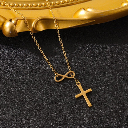 Minimalist Infinity Cross Lariat Necklace