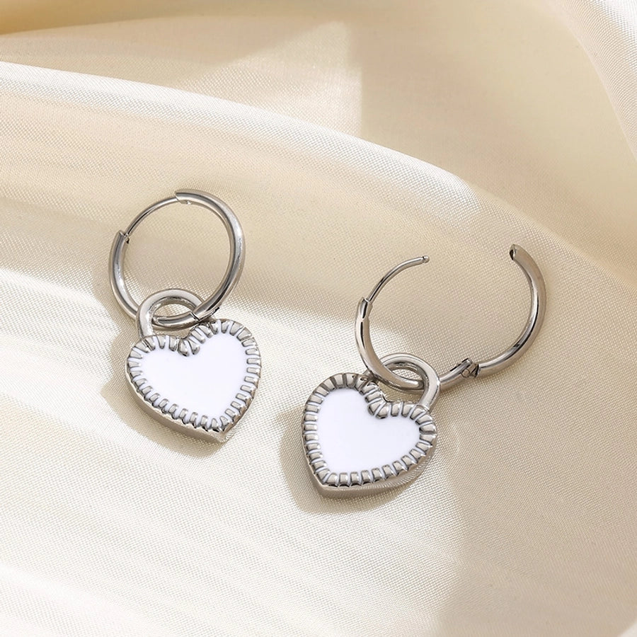 Street Heart Charm Hoop Earrings