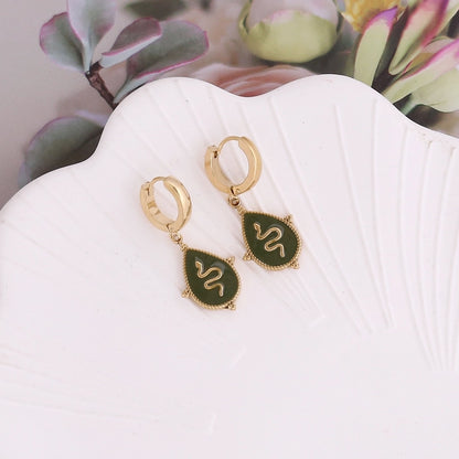 Vintage Snake Charm Hoop Earrings