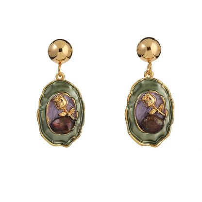 Handmade Baroque Art Dangle Earrings