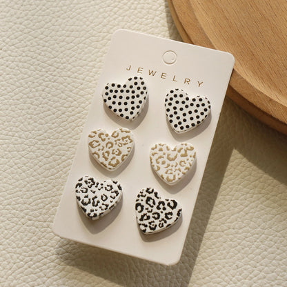 Candy Acrylic Heart Stud Earrings Set