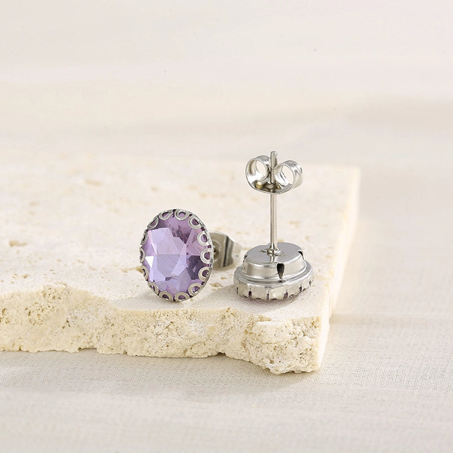 Minimalist Oval Crystal Stud Earrings