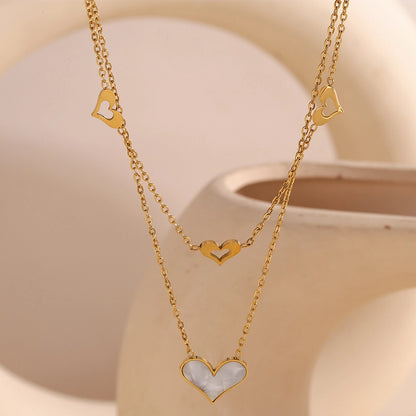 Heart Shell Layered Necklace