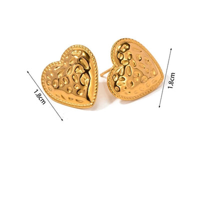 Art Golden Heart Stud Earrings