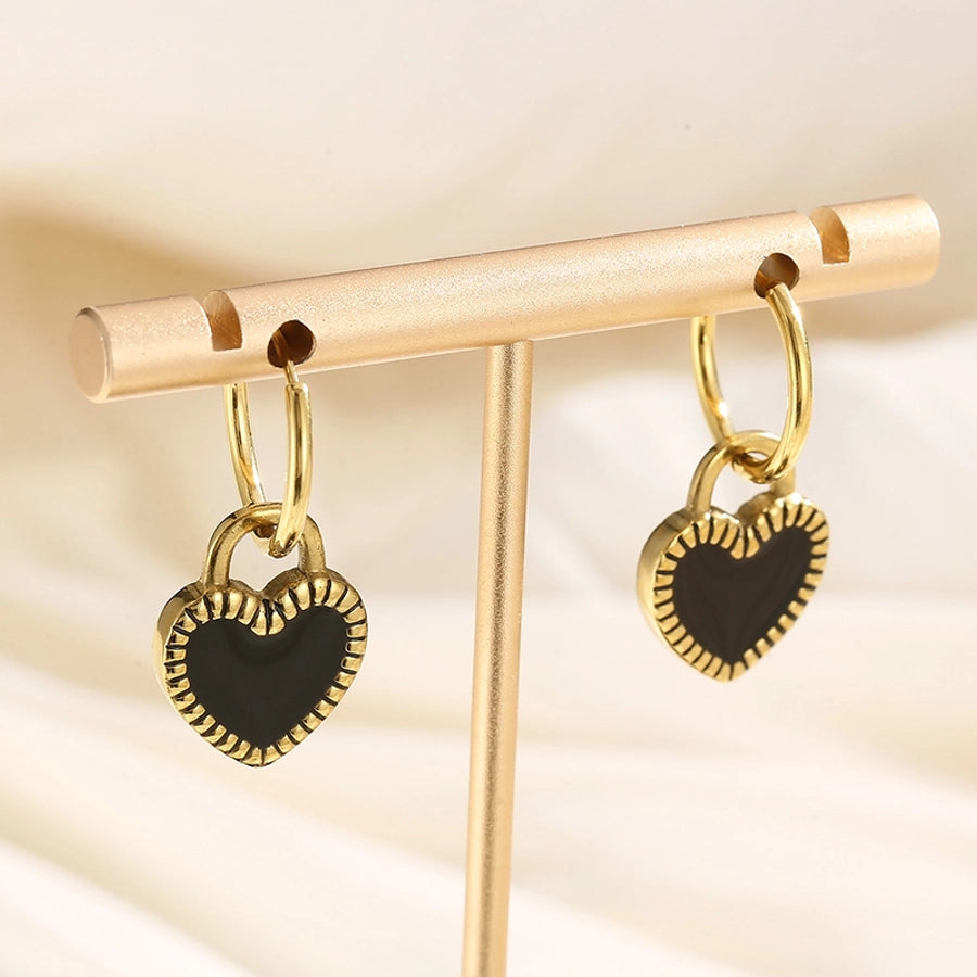 Street Heart Charm Hoop Earrings