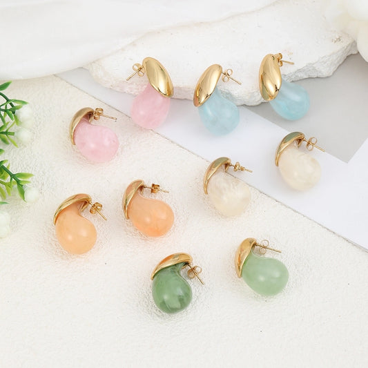 Candy Droplet Resin Stud Earrings