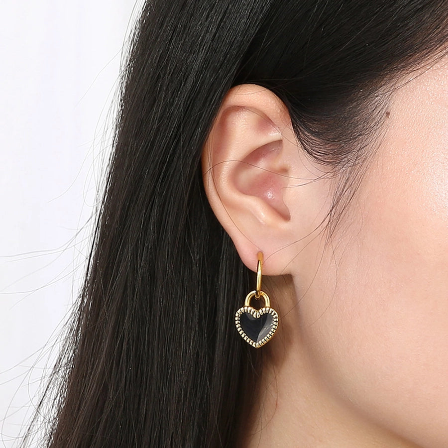 Street Heart Charm Hoop Earrings