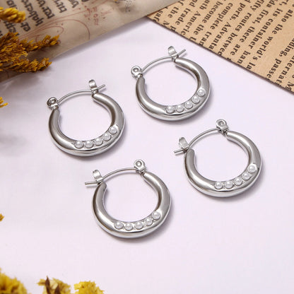 France Pearly Hoop Earrings