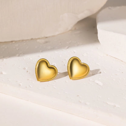 Art Golden Heart Stud Earrings