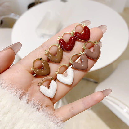 Earthy Enamel Heart Hoop Earrings