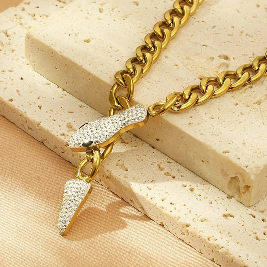 Crystal Snake Cuban Chain Necklace