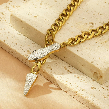 Crystal Snake Cuban Chain Necklace