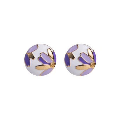 Floral Art Enamel Stud Earrings