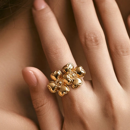 Adeline Vintage Floral Open Rings