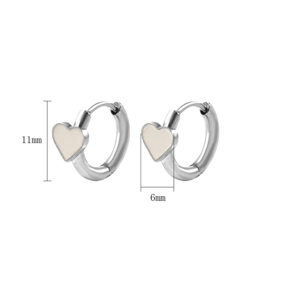 Minimalist Enamel Heart Hoop Earrings