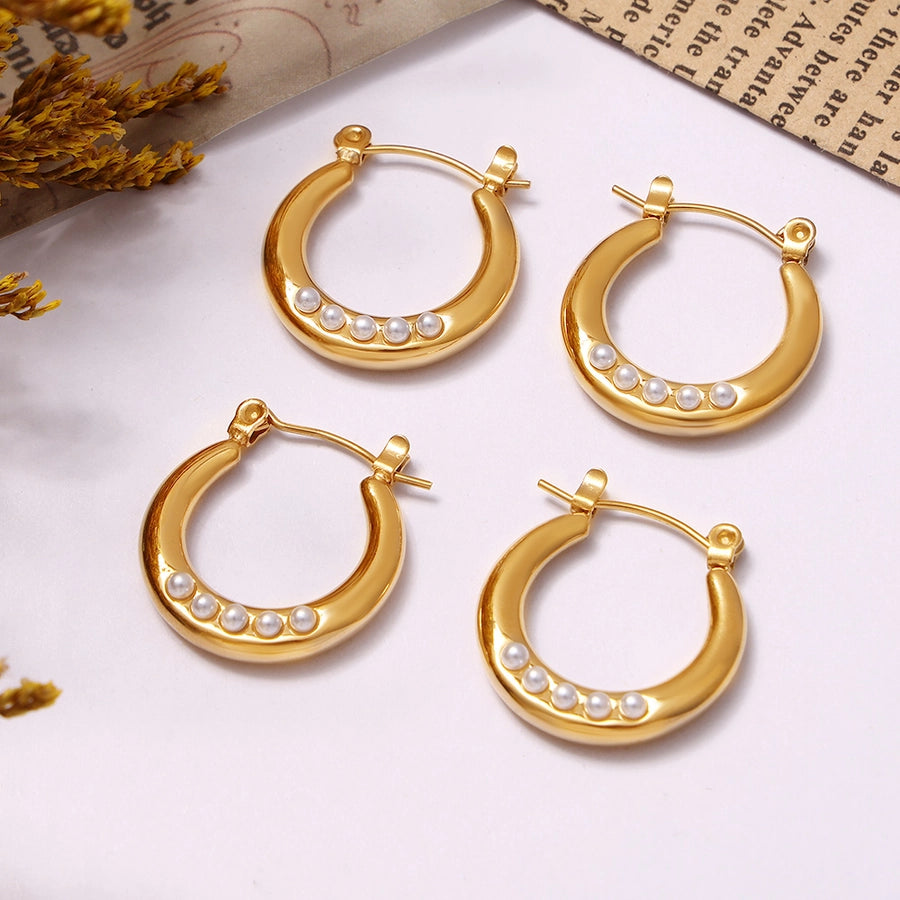 France Pearly Hoop Earrings