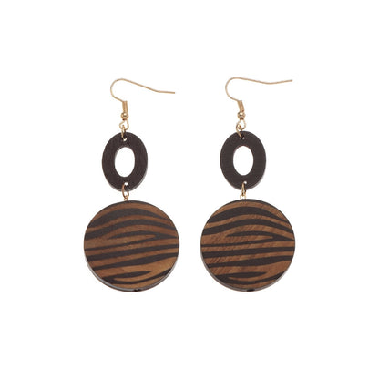 Geometric Wooden Dangle Earrings