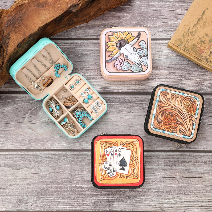 Retro Leather Western Jewelry Boxes