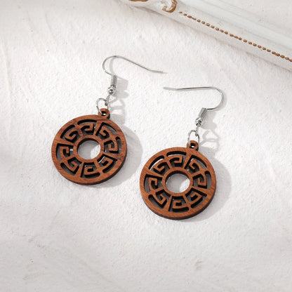 Boho Ethnic Wooden Dangle Earrings