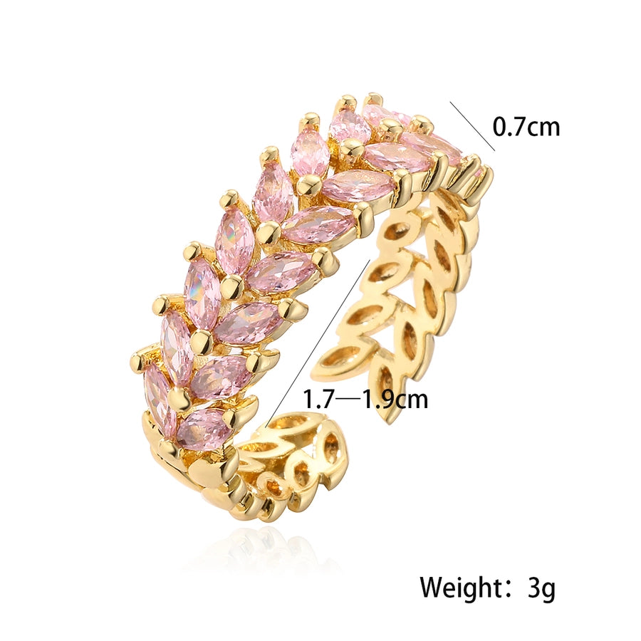 Crystal Wheat Stalk Open Rings