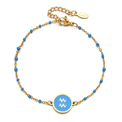 Zodiac Sign Enamel Chain Bracelet