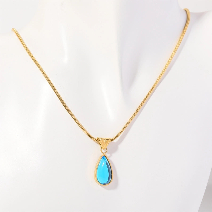 Custom Teardrop Birthstone Pendant Necklace