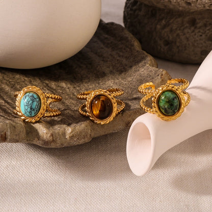 Valentina Vintage Gemstone Open Rings