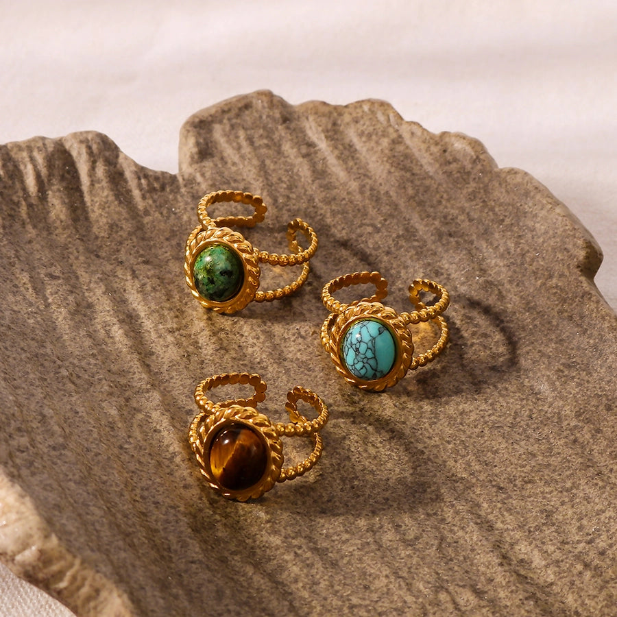 Valentina Vintage Gemstone Open Rings