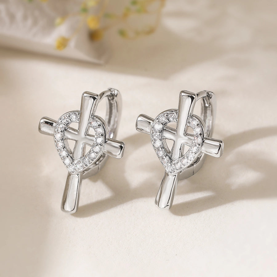 Cross Knot Crystal Hoop Earrings