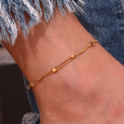 Cube Double Layer Chain Anklet