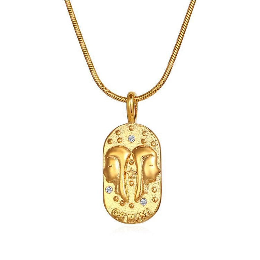 Vintage Gold Zodiac Pendant Necklace