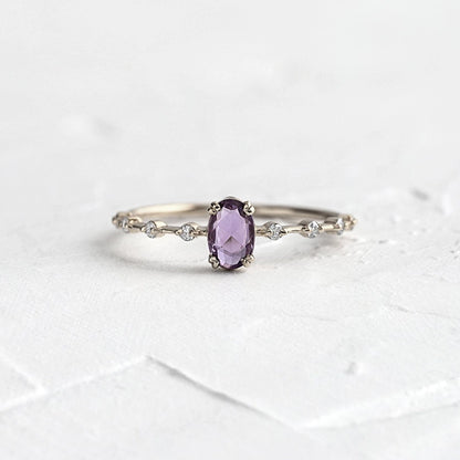 Minimalist Lavender Solitaire Ring