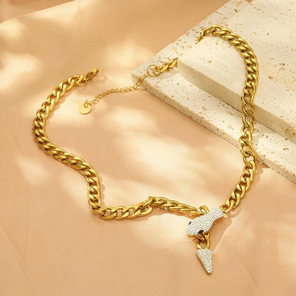 Crystal Snake Cuban Chain Necklace