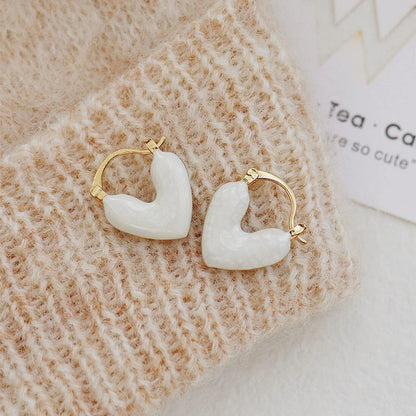 Earthy Enamel Heart Hoop Earrings