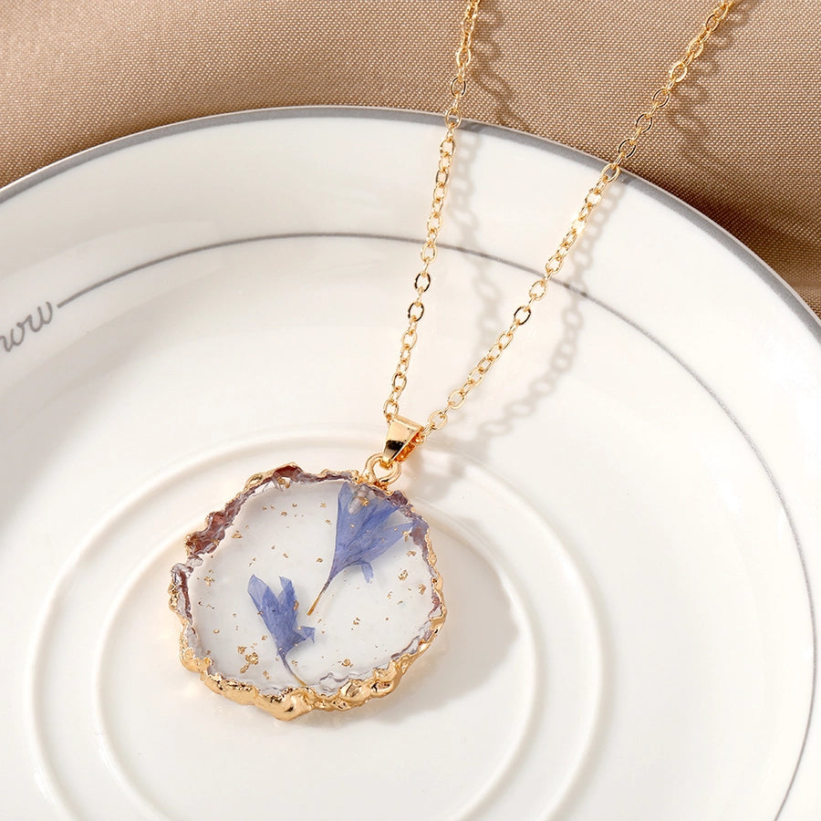 Violetta Floral Resin Pendant Necklace